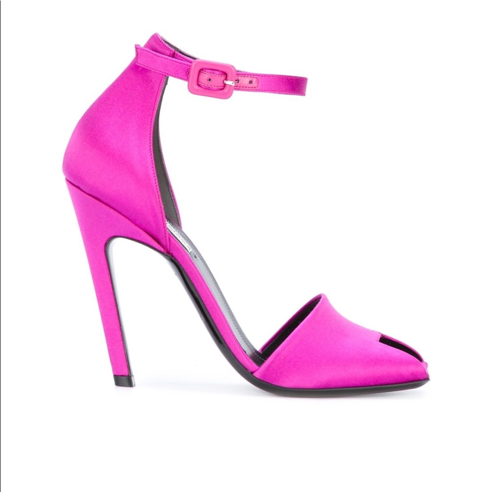 New Balenciaga Satin Broken Heel Peep Toe Pumps - Picture 2 of 8
